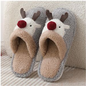 Unbranded (Grey, 44-45) Winter Cute Christmas Reindeer Cotton Slippers for Men & Women: St Unbranded (Grey, 44-45) Winter Cute Christmas Reindeer Cotton Slippers for Men & Women: St
