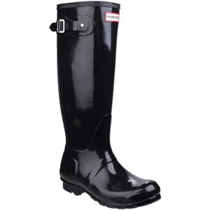 (UK 8) Hunter Wellies Original Gloss Tall Women Black Rubber Boots (UK 8) Hunter Wellies Original Gloss Tall Women Black Rubber Boots