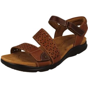 (Tan, UK 5.5) Ladies Clarks Cut Out Detailed Strappy Wedge Sandals - Kitly Way (Tan, UK 5.5) Ladies Clarks Cut Out Detailed Strappy Wedge Sandals - Kitly Way
