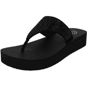 (Black, UK 8) Ladies Skechers Toe Post Platform Wedge Sandals - Stone Candy 3161 (Black, UK 8) Ladies Skechers Toe Post Platform Wedge Sandals - Stone Candy 3161