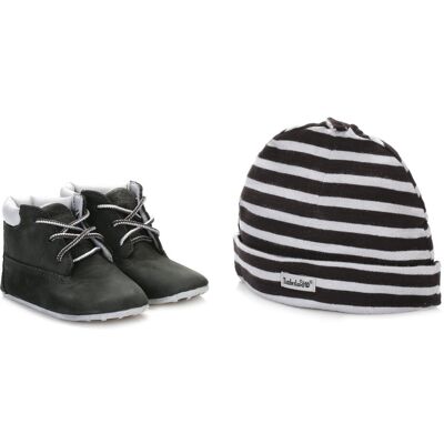 (Baby 0.5) Timberland Baby Black Crib Booties with Hat (Baby 0.5) Timberland Baby Black Crib Booties with Hat