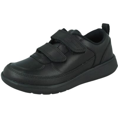 (Black, UK 1 Child) Boys Clarks Hook & Loop School Shoes Scape Flare K - H Fit (Black, UK 1 Child) Boys Clarks Hook & Loop School Shoes Scape Flare K - H Fit