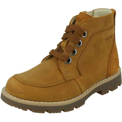 (Tan, UK 9.5 Child) Boys Clarks Casual Ankle Boots Heath Lace (Tan, UK 9.5 Child) Boys Clarks Casual Ankle Boots Heath Lace