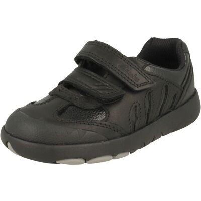 (Black, UK 12.5 Child) Boys Clarks Dinosaur Detailed School Shoes Rex Stride (Black, UK 12.5 Child) Boys Clarks Dinosaur Detailed School Shoes Rex Stride