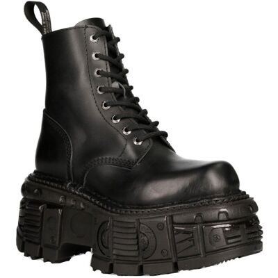 (45) New Rock M-MILI084N-S5 Unisex Black Leather Boots (45) New Rock M-MILI084N-S5 Unisex Black Leather Boots