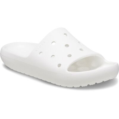 (White, 12 (Adults')) Crocs Classic Slide Thermoplastic White Slides (White, 12 (Adults')) Crocs Classic Slide Thermoplastic White Slides
