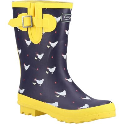 (Blue, 3 (Adults')) Cotswold Farmyard Mid Rubber Chick Wellington Boots (Blue, 3 (Adults')) Cotswold Farmyard Mid Rubber Chick Wellington Boots