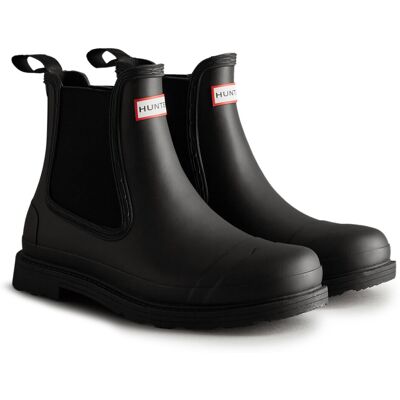 (Black, 9 (Adults')) Hunter Commando Rubber Men's Black Wellington Boots (Black, 9 (Adults')) Hunter Commando Rubber Men's Black Wellington Boots