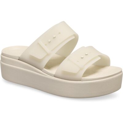 (White, 6 (Adults')) Crocs Brooklyn Buckle Low Wedge Women's Sandstone Sandals (White, 6 (Adults')) Crocs Brooklyn Buckle Low Wedge Women's Sandstone Sandals