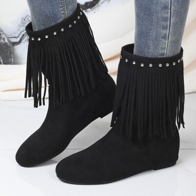 Unbranded (Black, 36) Womens Quality Premium Fringed Cowboy Boots With Slipon Style Wear F Unbranded (Black, 36) Womens Quality Premium Fringed Cowboy Boots With Slipon Style Wear F