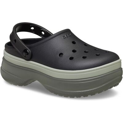 (Black, 7 (Adults')) Crocs Classic Stacked Thermoplastic Black Clogs (Black, 7 (Adults')) Crocs Classic Stacked Thermoplastic Black Clogs