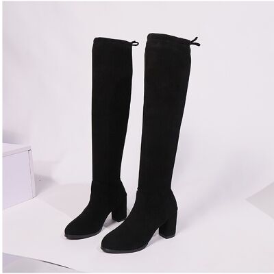 Unbranded (40) Knee Over Stylish Elastic High Heel Boots For Women With Soft Suede Upper A Unbranded (40) Knee Over Stylish Elastic High Heel Boots For Women With Soft Suede Upper A