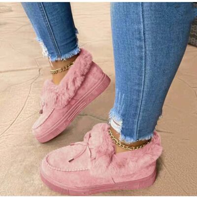 Unbranded (Pink, 40=Foot Length25cm) Soled Thick Winter Warm Thickened Round Head Plush Sn Unbranded (Pink, 40=Foot Length25cm) Soled Thick Winter Warm Thickened Round Head Plush Sn
