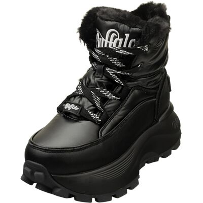 (4) Buffalo Manhatten Vegan Womens Platform Boots in Black (4) Buffalo Manhatten Vegan Womens Platform Boots in Black