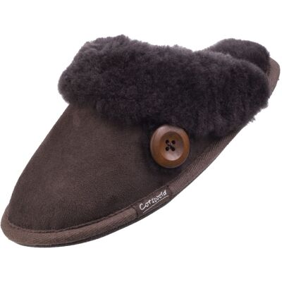 Cotswold Lechlade Chocolate Womens Luxurouos Sheepskin Mule Slippers Cotswold Lechlade Chocolate Womens Luxurouos Sheepskin Mule Slippers