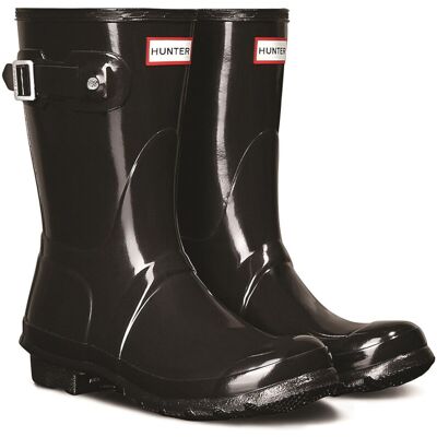 (UK 4) Hunter Original Gloss Short Black Synthetic Wellington Boots (UK 4) Hunter Original Gloss Short Black Synthetic Wellington Boots