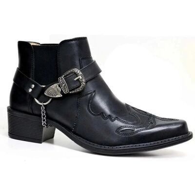 Unbranded (Black, UK 9 / EU 43) Mens Cowboy Boots Western Slip On Cuban Heel Ankle Harness Unbranded (Black, UK 9 / EU 43) Mens Cowboy Boots Western Slip On Cuban Heel Ankle Harness