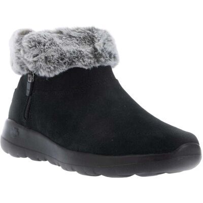 (6 UK, Black) Skechers Womens/Ladies On The Go Joy Suede Faux Fur Trim Ankle Boo (6 UK, Black) Skechers Womens/Ladies On The Go Joy Suede Faux Fur Trim Ankle Boo