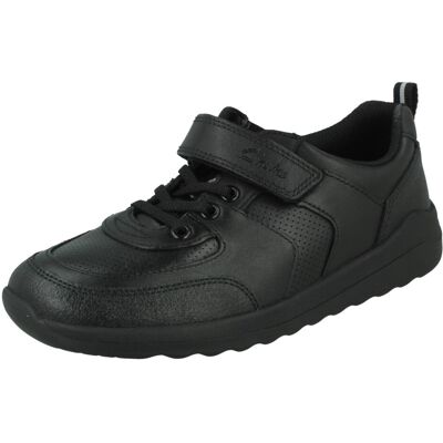 (Black, UK 1 Child) Boys Clarks Elasticated Lace School Shoes Daze Bright K - F (Black, UK 1 Child) Boys Clarks Elasticated Lace School Shoes Daze Bright K - F