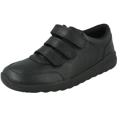 (Black, UK 4 Child) Boys Clarks Triple Strap School Shoes Daze 2 Step Y - H Fit (Black, UK 4 Child) Boys Clarks Triple Strap School Shoes Daze 2 Step Y - H Fit