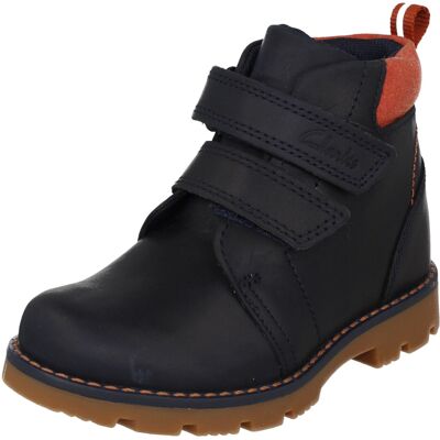 (Navy, UK 9 Child) Boys Clarks Hook & Loop Ankle Boots Heath Strap - G Fit (Navy, UK 9 Child) Boys Clarks Hook & Loop Ankle Boots Heath Strap - G Fit