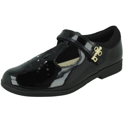 (Black, UK 8.5 Child) Girls Clarks Key Detail T-Bar School Shoes Lock Shine - F (Black, UK 8.5 Child) Girls Clarks Key Detail T-Bar School Shoes Lock Shine - F
