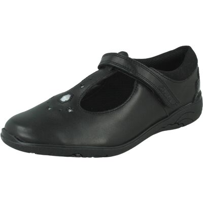 (Black, UK 8 Child) Girls Clarks Gem And Stars T-Bar School Shoes Relda Gem - F (Black, UK 8 Child) Girls Clarks Gem And Stars T-Bar School Shoes Relda Gem - F