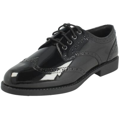 (Black, UK 5.5 Child) Girls Clarks Lace Up Brogue School Shoes Tapa Pure - F Fit (Black, UK 5.5 Child) Girls Clarks Lace Up Brogue School Shoes Tapa Pure - F Fit