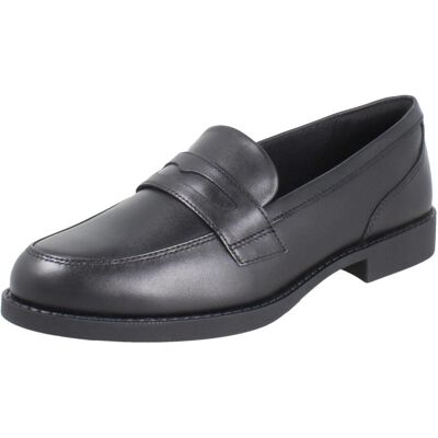 (Black, UK 3.5 Child) Girls Clarks Penny Loafer School Shoes Tapa Edge - F Fit (Black, UK 3.5 Child) Girls Clarks Penny Loafer School Shoes Tapa Edge - F Fit