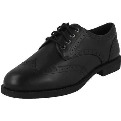 (Black, UK 3 Child) Girls Clarks Lace Up Brogue School Shoes Tapa Pure - G Fit (Black, UK 3 Child) Girls Clarks Lace Up Brogue School Shoes Tapa Pure - G Fit