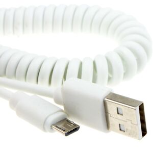 kenable Coiled Shielded USB 2.0 A To MICRO B Data and Charging Cable White 1.8m kenable Coiled Shielded USB 2.0 A To MICRO B Data and Charging Cable White 1.8m