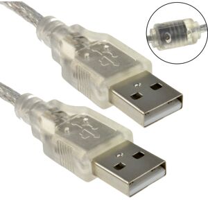 kenable CLEAR USB 2.0 Hi Speed A Plug to A Plug Cable Lead 24AWG Ferrite 1.5m kenable CLEAR USB 2.0 Hi Speed A Plug to A Plug Cable Lead 24AWG Ferrite 1.5m