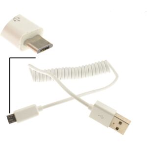 kenable Coiled Shielded USB 2.0 A To MICRO B Data and Charging Cable WHITE 1m kenable Coiled Shielded USB 2.0 A To MICRO B Data and Charging Cable WHITE 1m