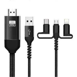 Unbranded (black) 3 IN 1 USB C to HDMI-compatible Cable 2K 60Hz Micro USB Type-C to hdmi A Unbranded (black) 3 IN 1 USB C to HDMI-compatible Cable 2K 60Hz Micro USB Type-C to hdmi A