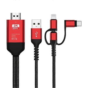 Unbranded (red) 3 IN 1 USB C to HDMI-compatible Cable 2K 60Hz Micro USB Type-C to hdmi Ada Unbranded (red) 3 IN 1 USB C to HDMI-compatible Cable 2K 60Hz Micro USB Type-C to hdmi Ada