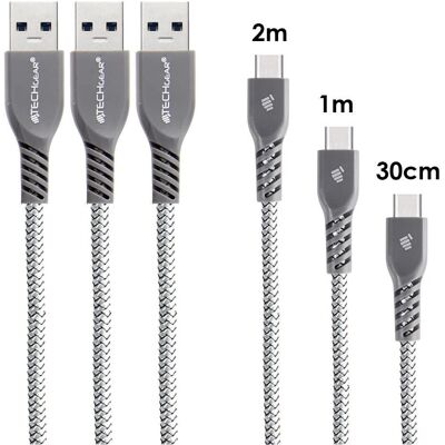 Techgear - STRONG - Braided - 30cm 1m 2m - USB-C Cable Techgear - STRONG - Braided - 30cm 1m 2m - USB-C Cable