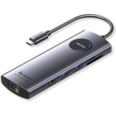 Saudism VENTION 9 in 1 USB HUB -Compatible DP 4K@60Hz Adapter RJ45 Splitter Type C HUB 3 Saudism VENTION 9 in 1 USB HUB -Compatible DP 4K@60Hz Adapter RJ45 Splitter Type C HUB 3