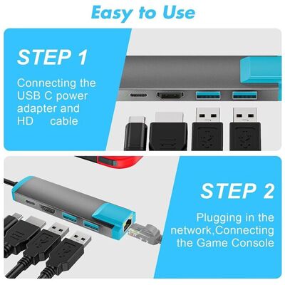 Unbranded 6 in 1 USB C to HD Adapter for 2,USB C Docking Station with 4K@60Hz HD/Type C / Unbranded 6 in 1 USB C to HD Adapter for 2,USB C Docking Station with 4K@60Hz HD/Type C /