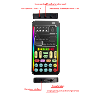 Bez marki I9 Voice Changer Full Kit Ultra-Thin Portable Live Sound Card Bez marki I9 Voice Changer Full Kit Ultra-Thin Portable Live Sound Card