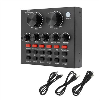 umærket V8 Sound Card Voice Change Karaoke Headset Live External Sound Card umærket V8 Sound Card Voice Change Karaoke Headset Live External Sound Card
