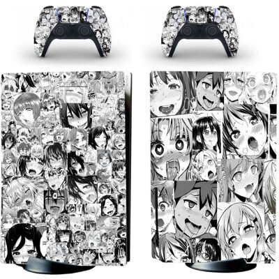 NEWJASS PS5 Standard Disc Console Skin Sticker Decal Anime Ahegao Sexy Anime Girls Gray NEWJASS PS5 Standard Disc Console Skin Sticker Decal Anime Ahegao Sexy Anime Girls Gray