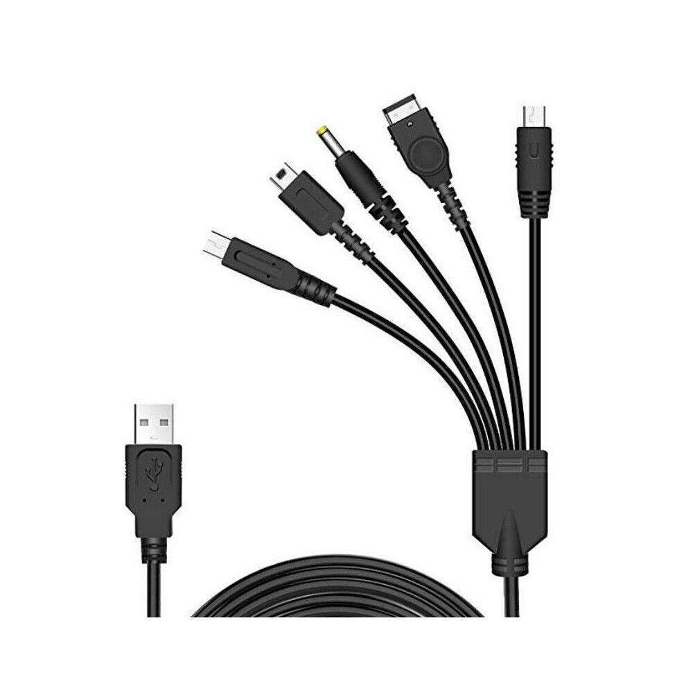 HOD Electronics Gaming Consoles 1.2M Charging Cable 5 In 1 Usb Charger Multi Function Game Cord