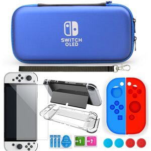 Maxpower (Blue kit) Crystal Clear Case Kit for Nintendo Switch Oled Carrying Travel Bag P Maxpower (Blue kit) Crystal Clear Case Kit for Nintendo Switch Oled Carrying Travel Bag P