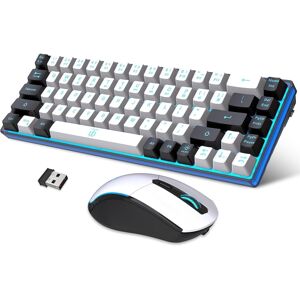 Unbranded (White Black) Wireless Gaming Keyboard and Mouse Combo, Ice Blue Backlight Recha Unbranded (White Black) Wireless Gaming Keyboard and Mouse Combo, Ice Blue Backlight Recha