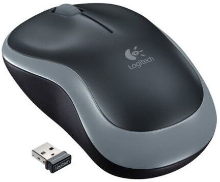 Logitech M185 Wireless Notebook Mouse, USB Nano Receiver, Black/Grey