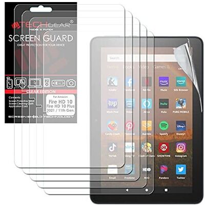 TECHGEAR [5 Pack All New Fire HD 10" / HD 10" Plus Screen Protectors, Ultra CLEA TECHGEAR [5 Pack All New Fire HD 10" / HD 10" Plus Screen Protectors, Ultra CLEA