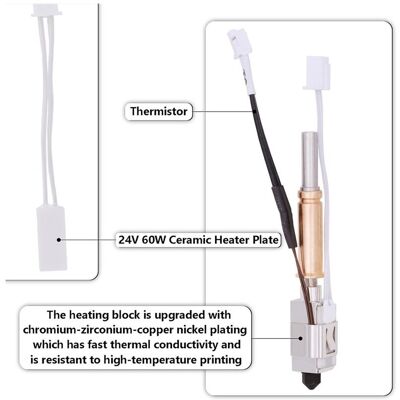 Unbranded Upgrade Hotend Kit for Kobra 3 Series, 3D Printer Ceramic Heater 24V 60W Hotend Unbranded Upgrade Hotend Kit for Kobra 3 Series, 3D Printer Ceramic Heater 24V 60W Hotend