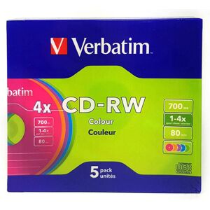 Verbatim CD-RW 80 min 4x Slim Case (5pk) Verbatim CD-RW 80 min 4x Slim Case (5pk)
