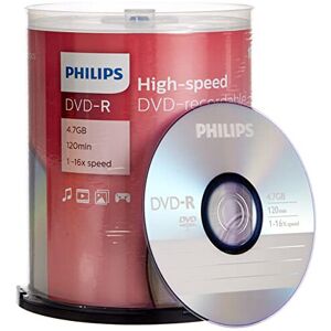 Philips DVD-R blank discs (4.7 GB data / 120 min Video/ 16x High Speed recording) 100 bl Philips DVD-R blank discs (4.7 GB data / 120 min Video/ 16x High Speed recording) 100 bl