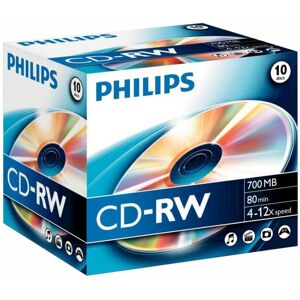 Philips - 12x Speed CD-RW Blank CDs - Jewel Case 10 Pack Philips - 12x Speed CD-RW Blank CDs - Jewel Case 10 Pack